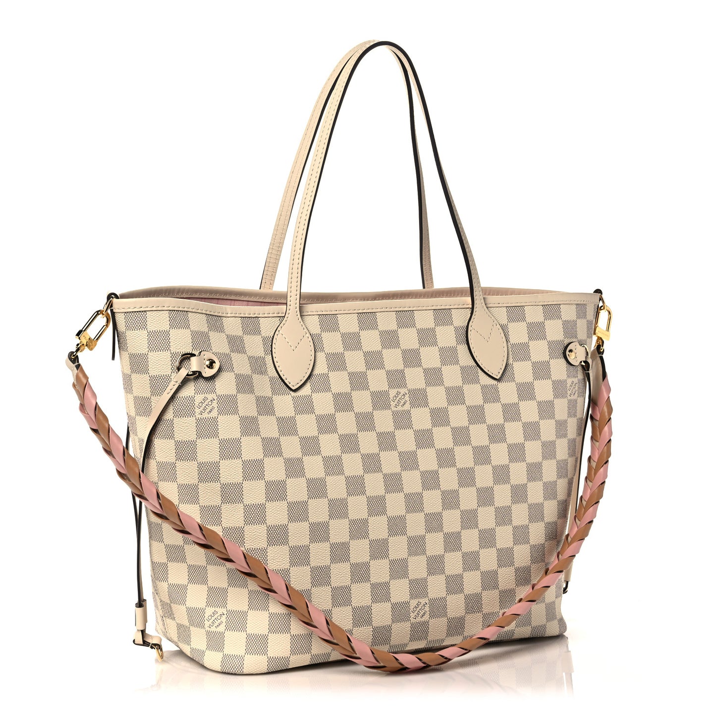 Damier Azur Braided Neverfull MM Pink