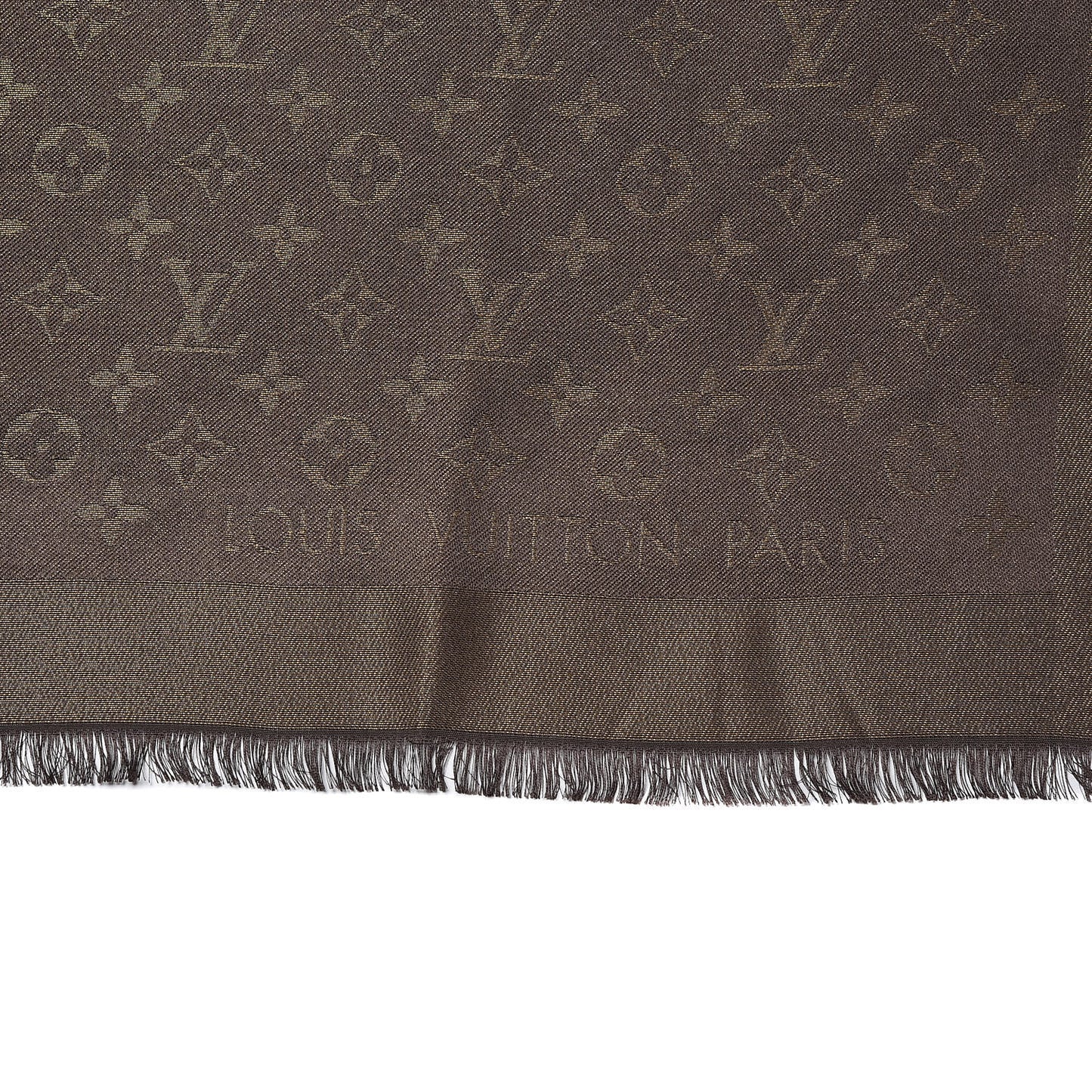 Silk Lurex Wool Monogram Shine Shawl Brown