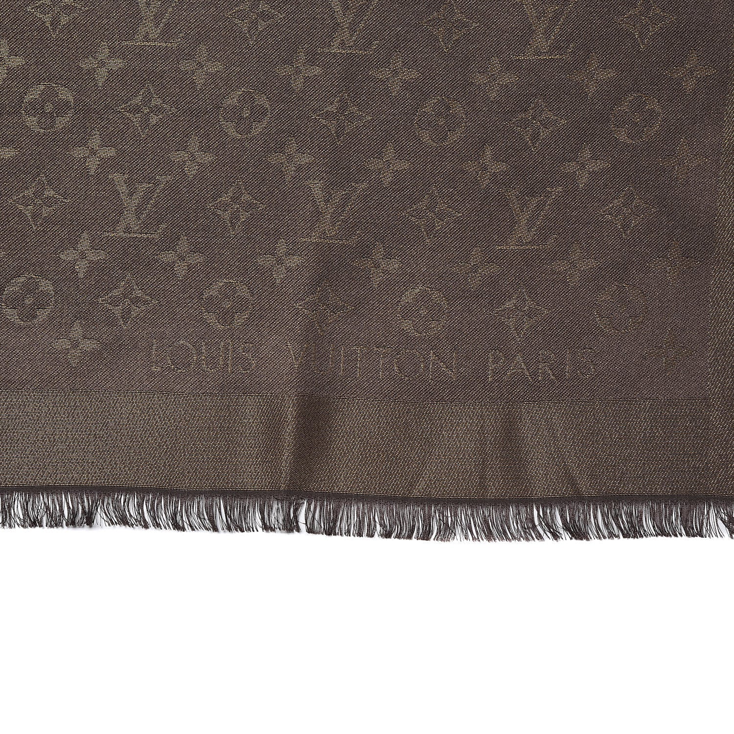 Louis Vuitton Silk Lurex Wool Monogram Shine Shawl Brown 3 of 5