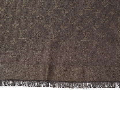 Louis Vuitton Silk Lurex Wool Monogram Shine Shawl Brown 3 of 5