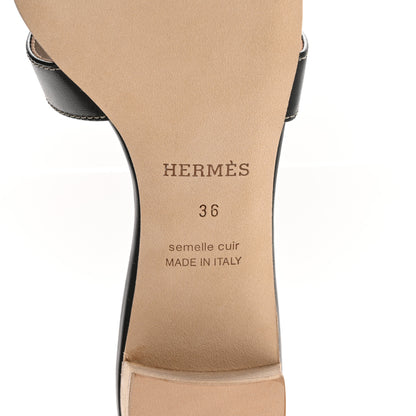 Hermes Calfskin Oasis Sandals 36 Black 7 of 8