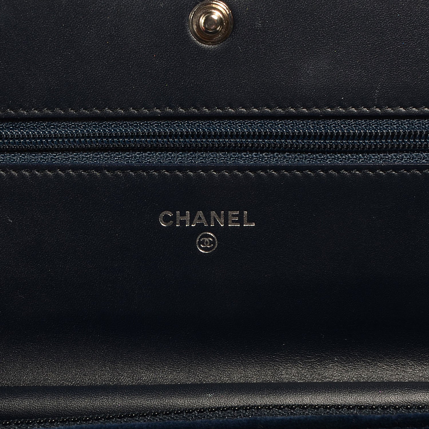 Chanel Velvet Quilted Boy Wallet On Chain WOC Navy 7 of 8