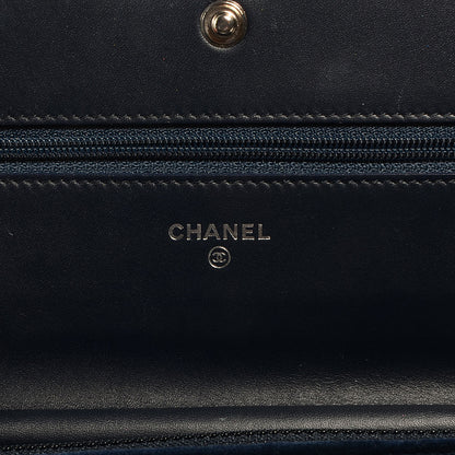 Chanel Velvet Quilted Boy Wallet On Chain WOC Navy 7 of 8