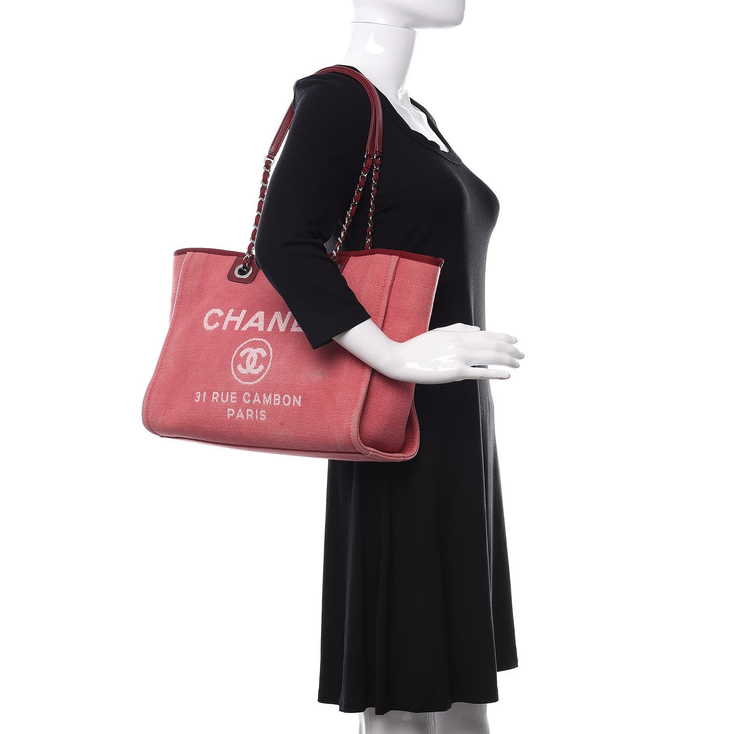 Chanel Canvas Small Deauville Tote Red 2 of 12