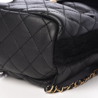 Chanel Lambskin Shearling Quilted CC Backpack Black 10 of 10