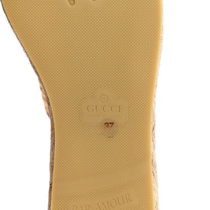 Gucci Raffia Harness Calfskin Interlocking G Espadrille Wedge Sandals 37 Palmi Naturale Harness Brown Red Green 7 of 11