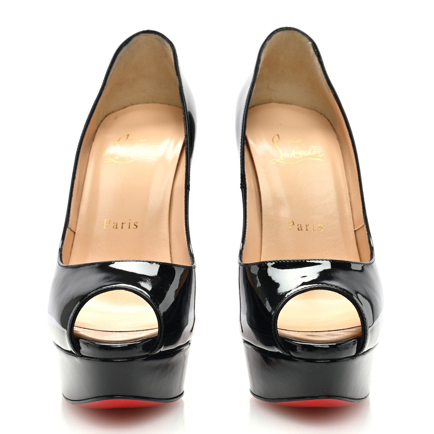Christian Louboutin Patent Lady Peep 150 Pumps 37 Black 3 of 7
