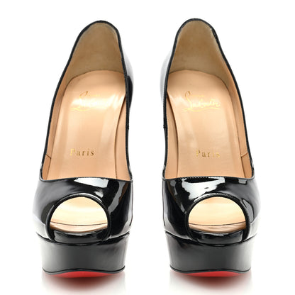 Christian Louboutin Patent Lady Peep 150 Pumps 37 Black 3 of 7