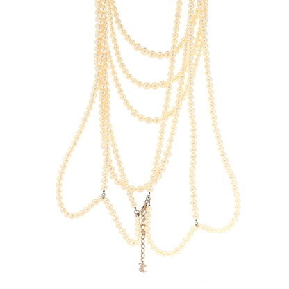 Chanel Gripoix Poured Glass Pearl CC Layered Pendant Necklace Yellow 1 of 6