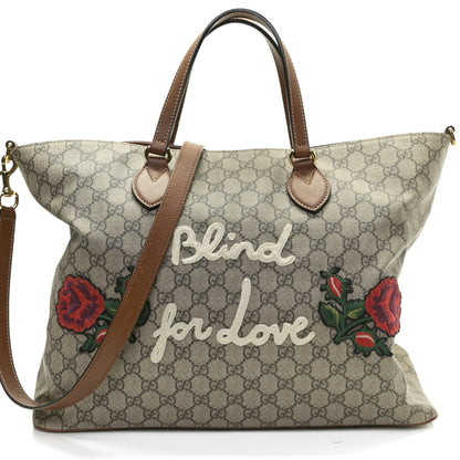 Gucci Soft GG Supreme Monogram Blind For Love Embroidered Medium Crossbody Tote Beige Tuscany Multicolor 10 of 18