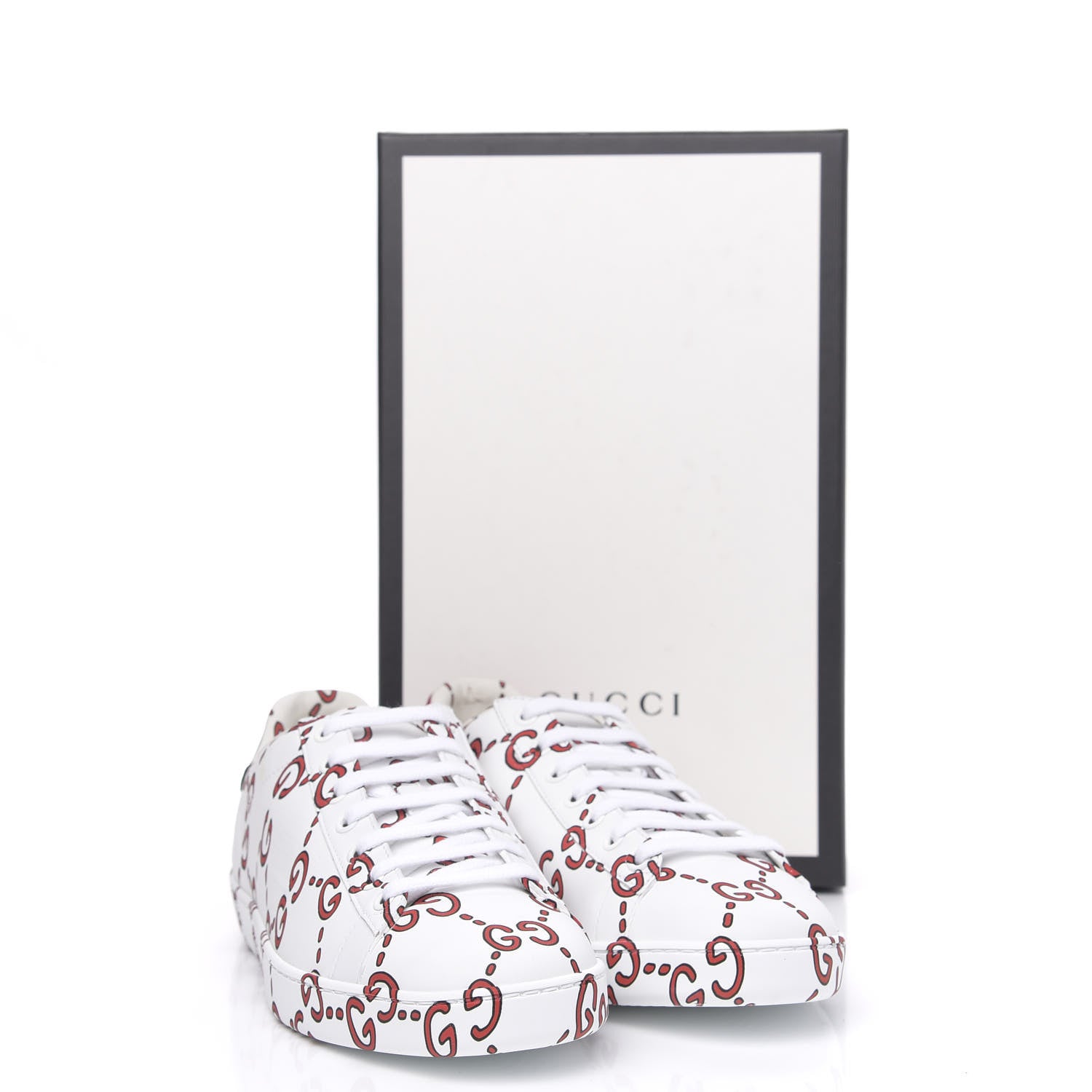 Gucci Calfskin GucciGhost Print Womens Ace Sneakers 39.5 White Hibiscus Red 10 of 10