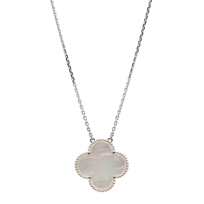 Van Cleef & Arpels 18K White Gold Mother of Pearl Magic Alhambra Pendant Necklace 1 of 6