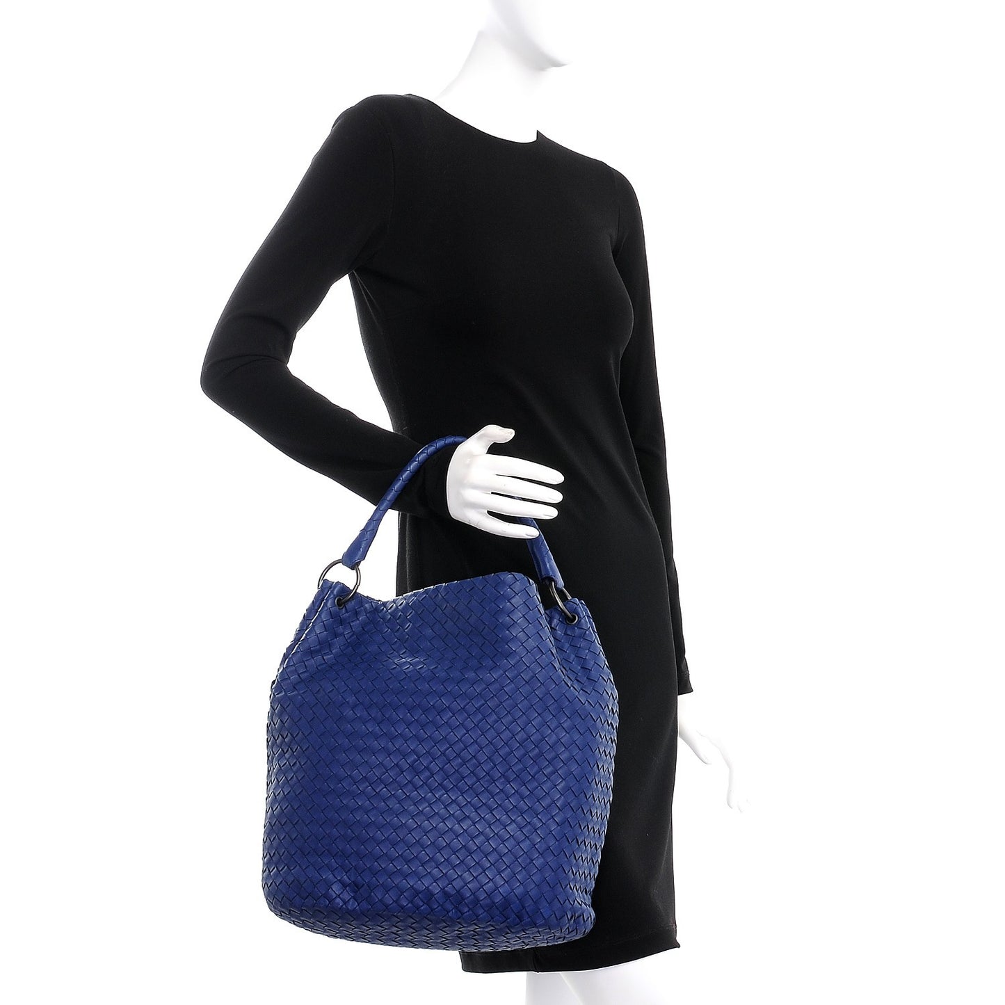 Nappa Intrecciato Bucket Bag Sapphire