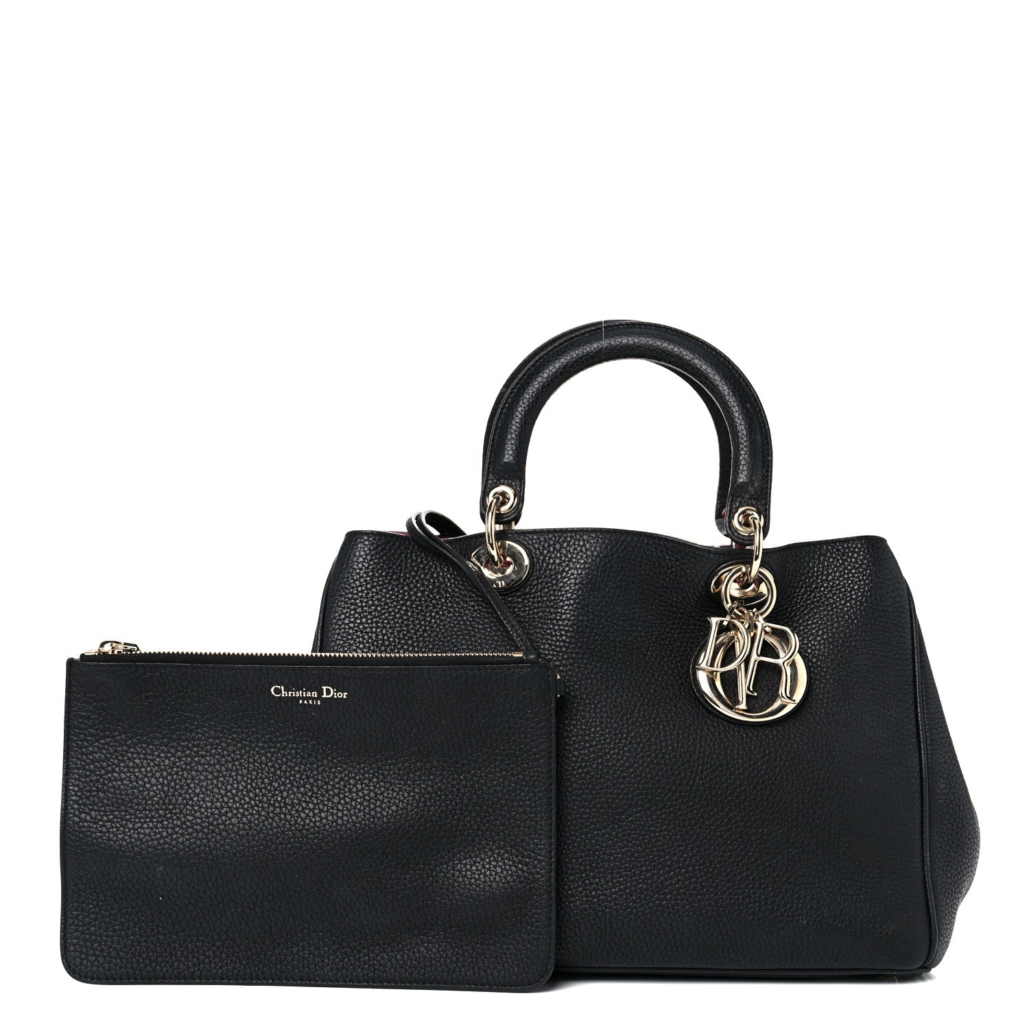 Christian Dior Bullcalf Large Diorissimo Tote Black Rose Indien 1 of 30