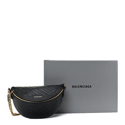 Balenciaga Shiny Goatskin Allover Logo Embossed XXS Souvenir Belt Bag Black 11 of 11