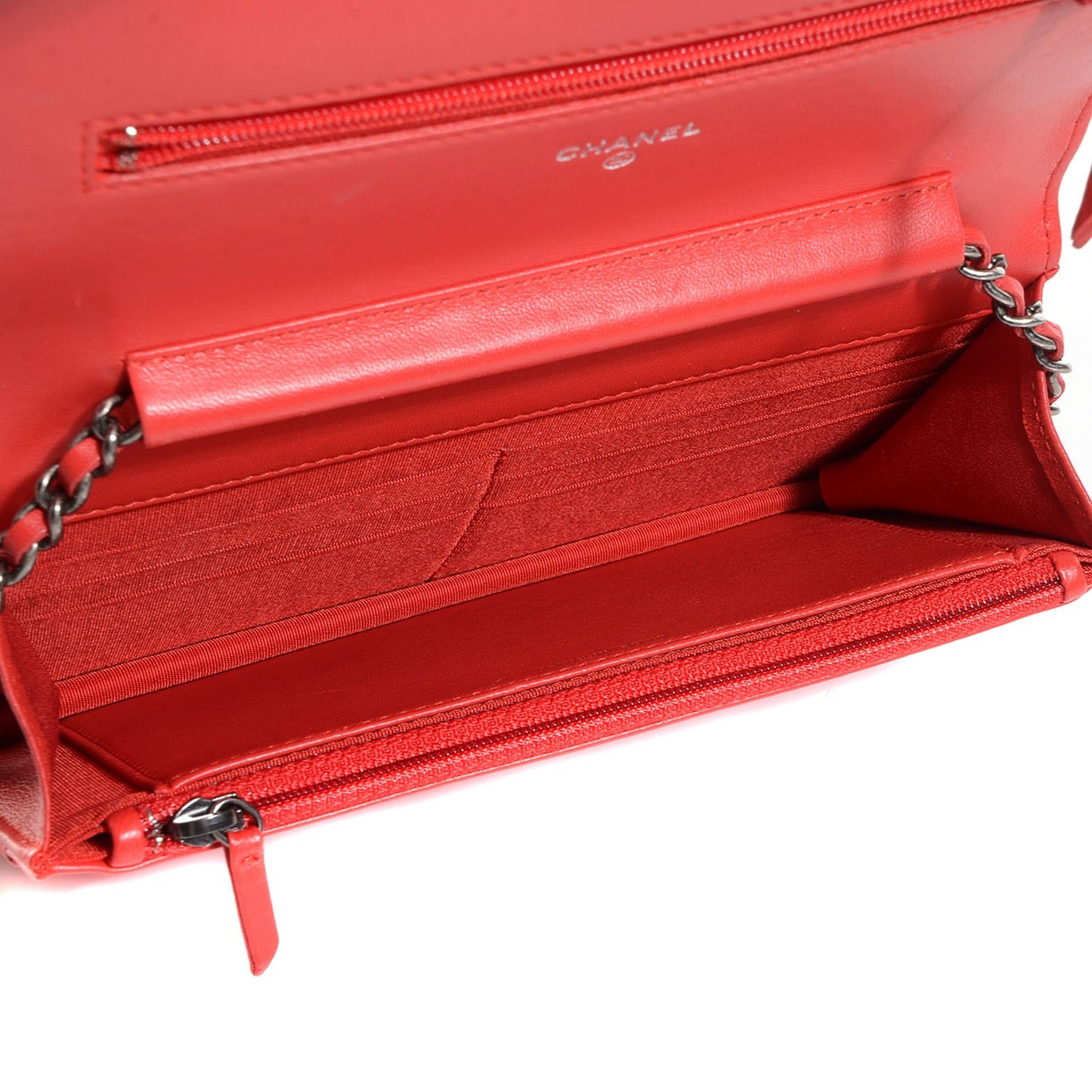 Lambskin Boy Wallet On Chain WOC Red