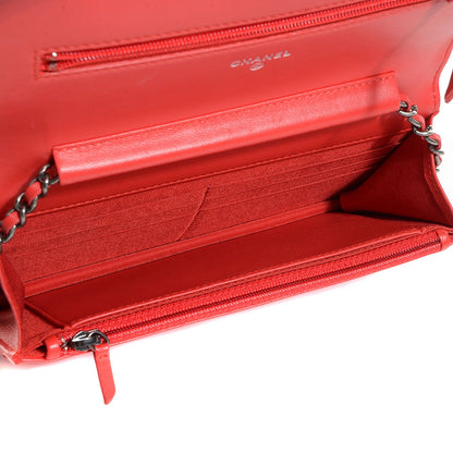 Chanel Lambskin Boy Wallet On Chain WOC Red 5 of 9