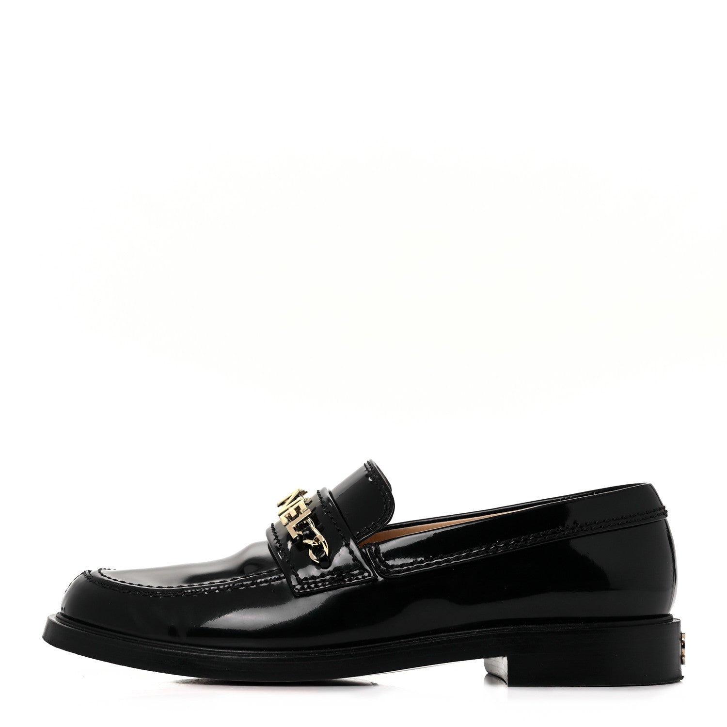 Chanel Shiny Calfskin Logo Loafers 38.5 Black 1 of 10