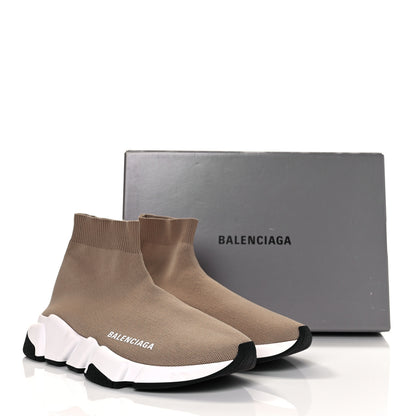 Balenciaga Neoprene Knit Bi-Color Sole Womens Speed Sneakers 37 Beige White Black 8 of 8