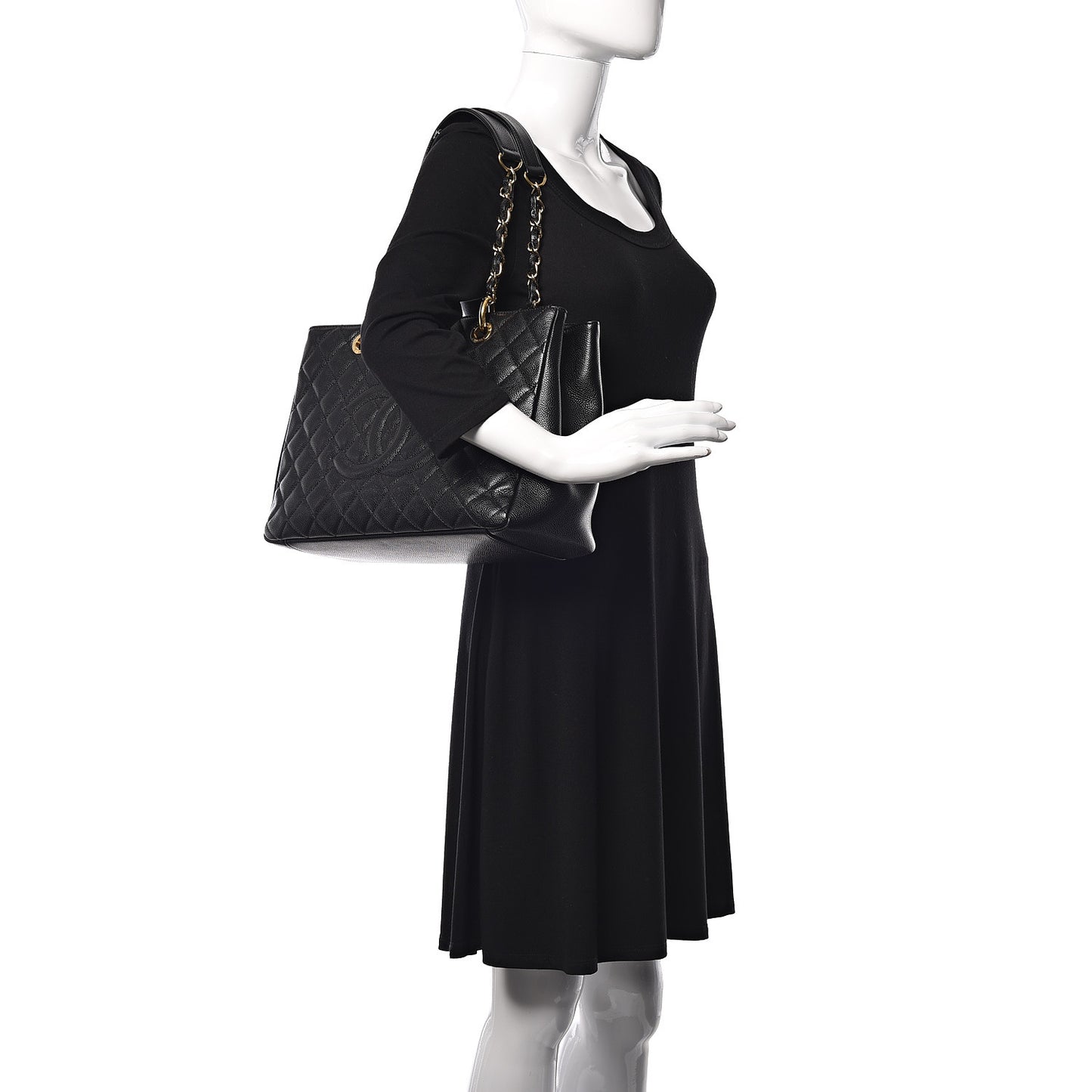 Caviar Quilted Grand Shopping Tote GST Black