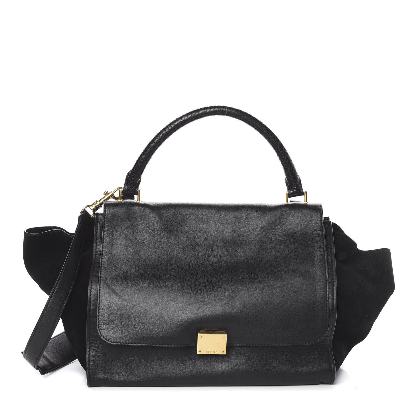 Smooth Calfskin Suede Medium Trapeze Black