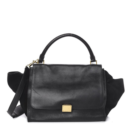 Celine Smooth Calfskin Suede Medium Trapeze Black 1 of 8