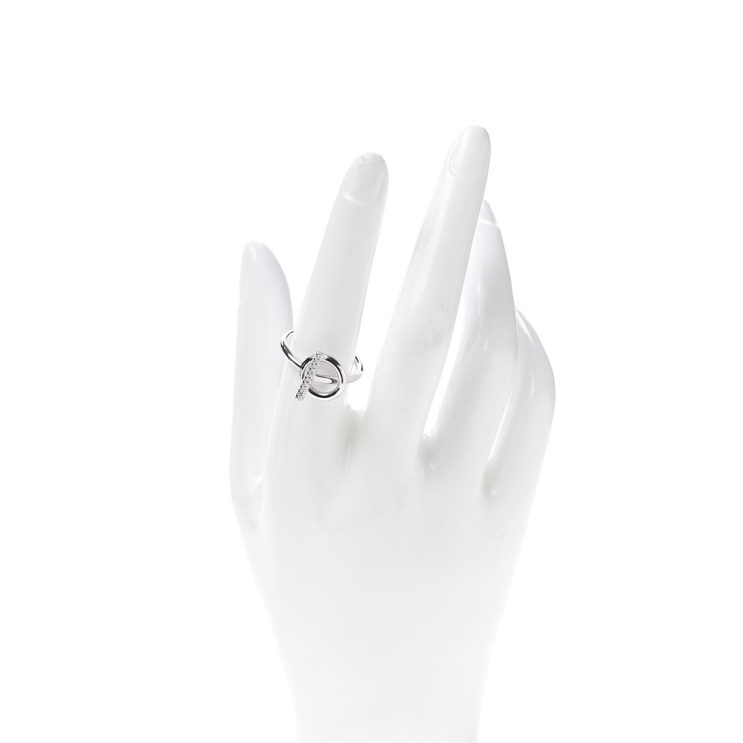 Hermes 18K White Gold Diamond PM Echappee Ring 56 7.5 2 of 5