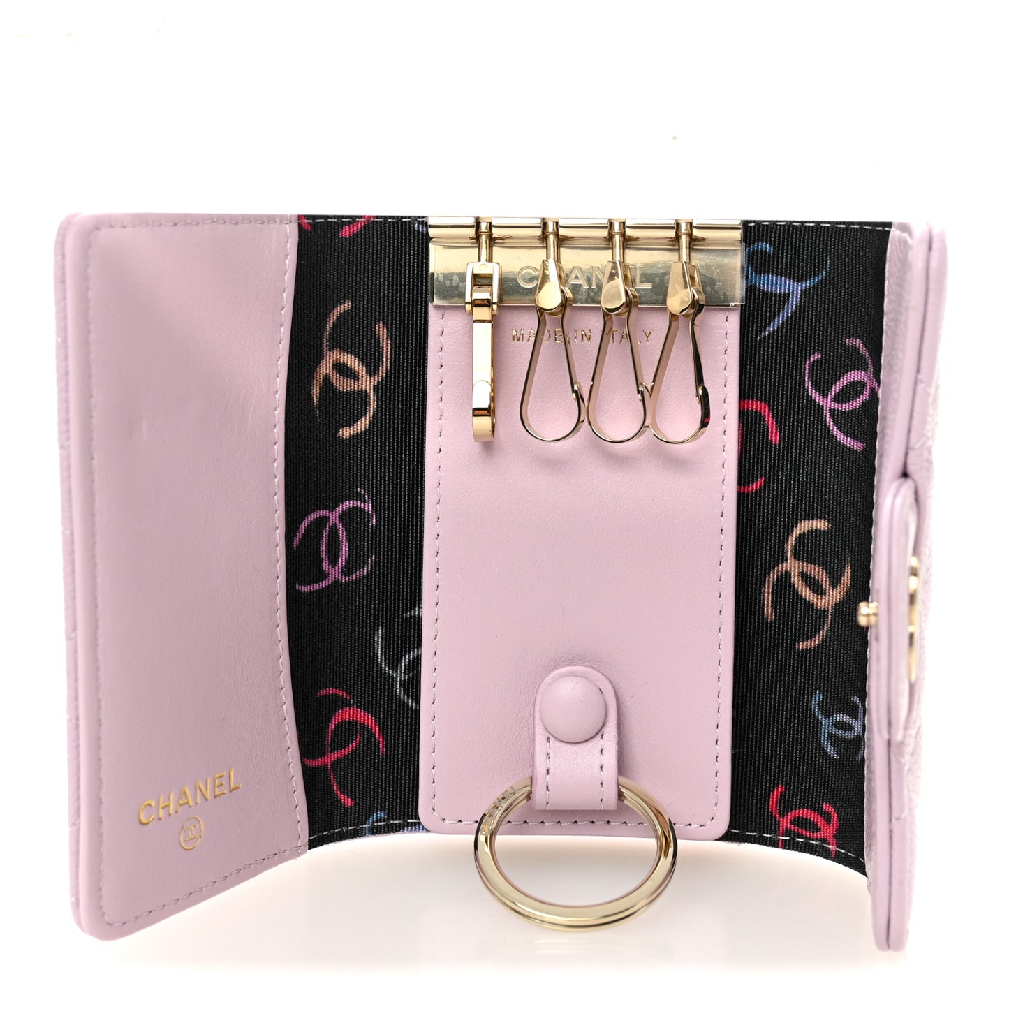 Caviar Quilted Classic 4 Key Holder Wallet Light Purple