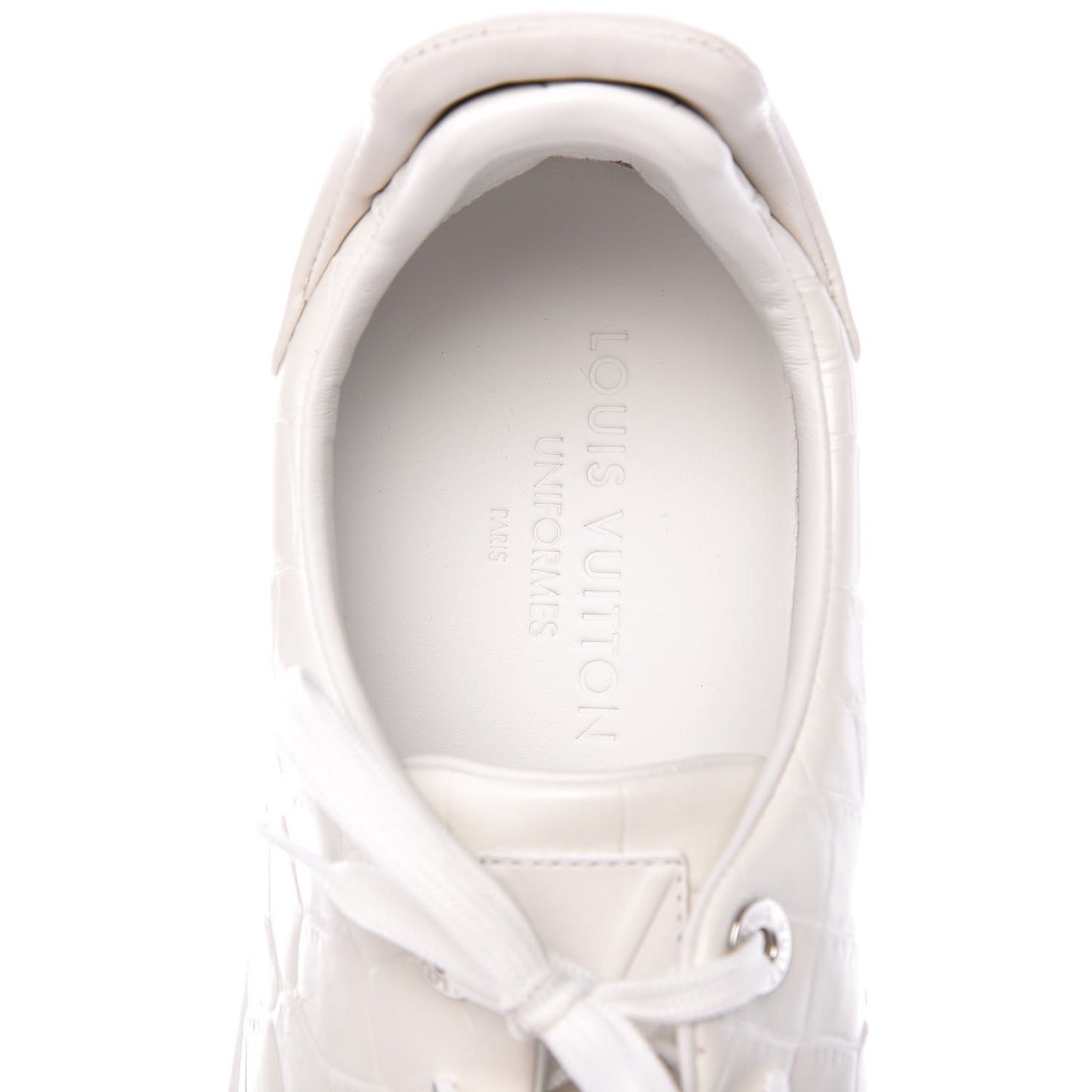 Calfskin Crocodile Embossed Frontrow Sneakers 44 White
