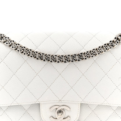 Chanel Caviar Quilted Medium Double Flap Bijoux Chain White 8 of 17