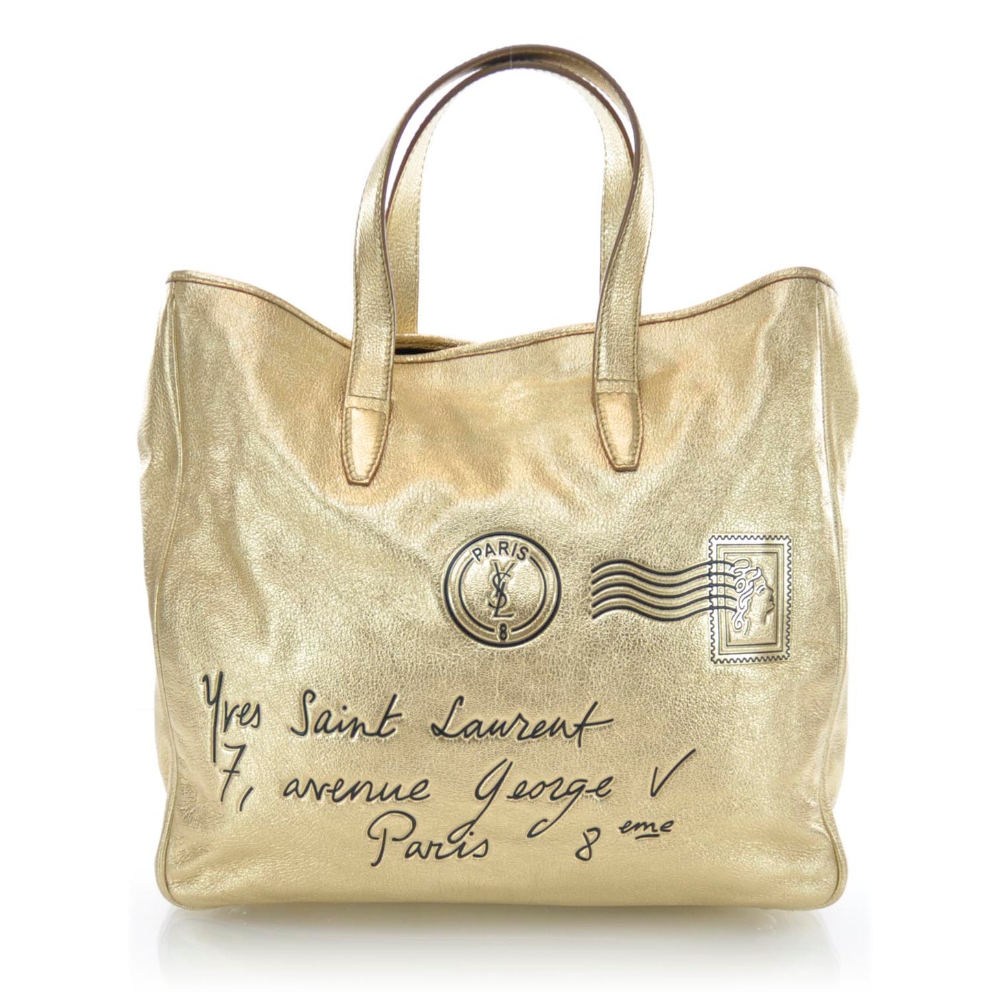 Leather Y-Mail Tote Metallic Gold