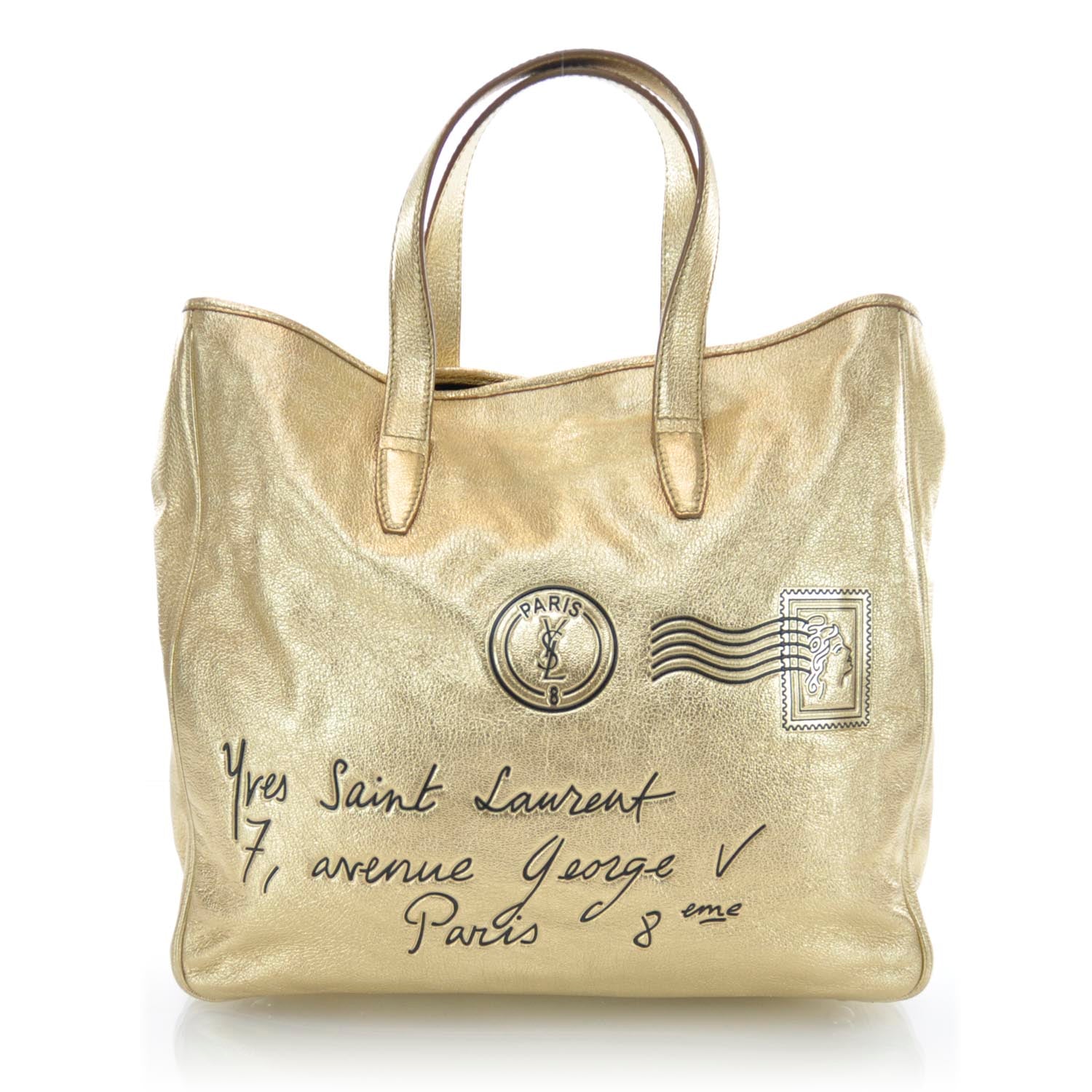 Saint Laurent Leather Y-Mail Tote Metallic Gold 1 of 9