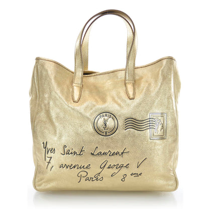 Saint Laurent Leather Y-Mail Tote Metallic Gold 1 of 9