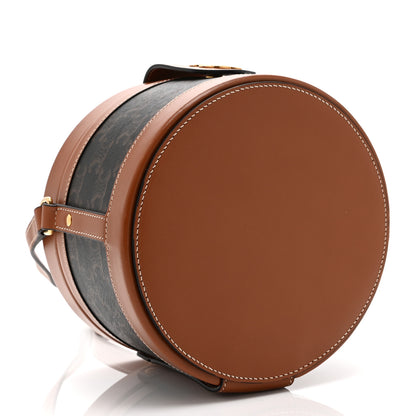 Celine Calfskin Triomphe Canvas Medium Tambour Bag Tan 4 of 10