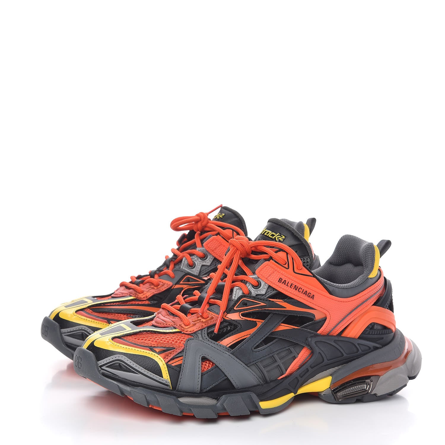 Balenciaga Rubber Mesh Bi-Color Mens Track.2 Open Sneakers 43 Orange Black 3 of 9