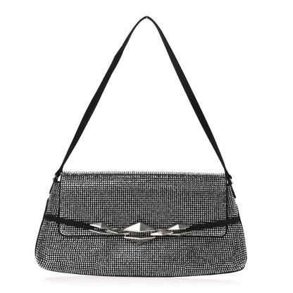 Jimmy Choo Suede Crystal East West Shoulder Bag Black 1 of 10