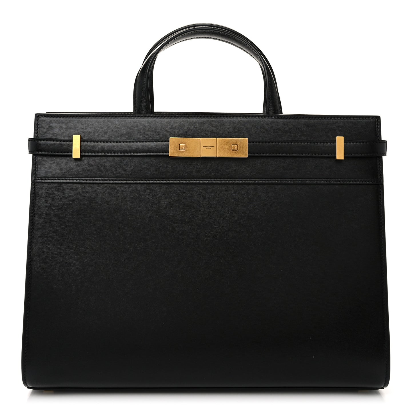 Calfskin Small Manhattan Shopper Tote Black