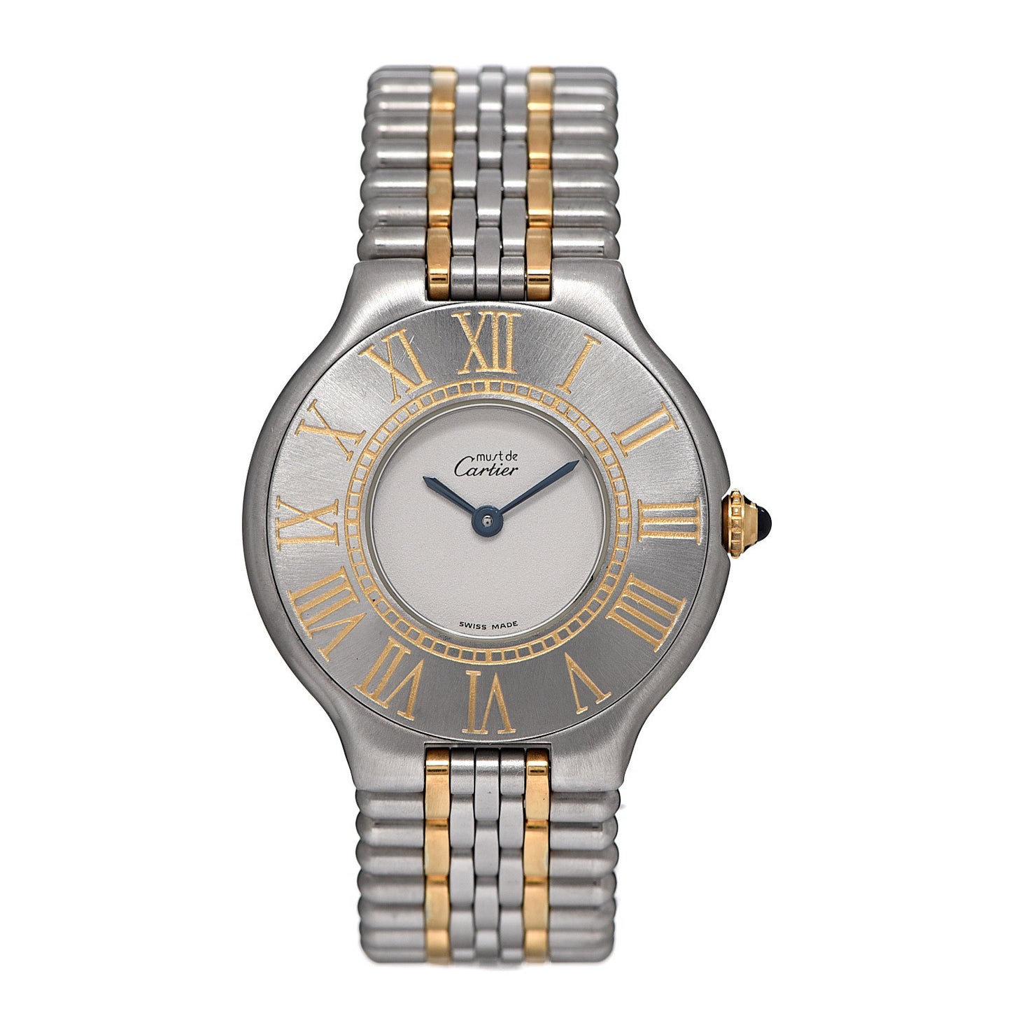 Stainless Steel 18K Yellow Gold 31mm Must De 21 Bullet Link Quartz Watch