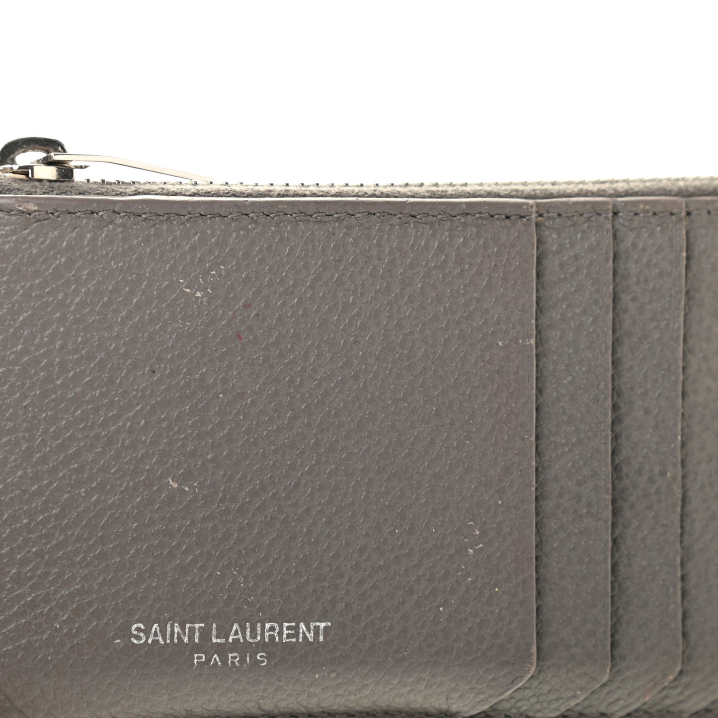 Grained Calfskin 5 Fragments Zip Pouch Card Holder Earth