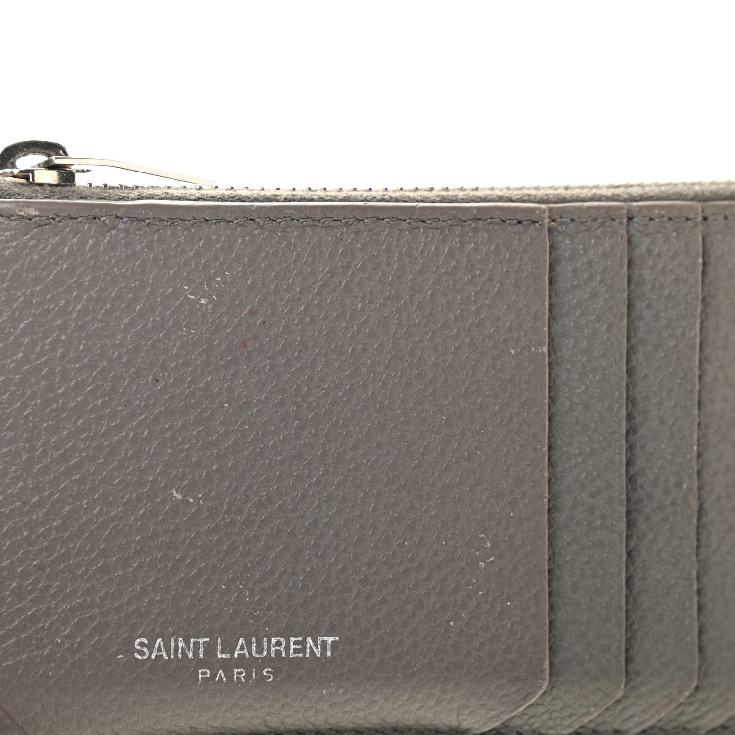 Saint Laurent Grained Calfskin 5 Fragments Zip Pouch Card Holder Earth 9 of 11