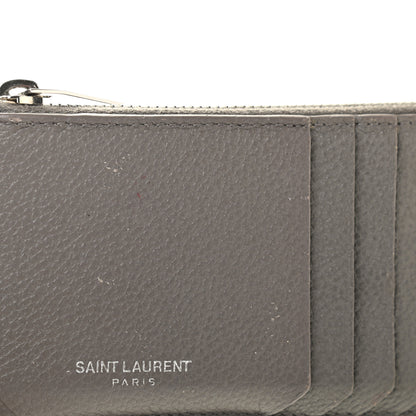 Saint Laurent Grained Calfskin 5 Fragments Zip Pouch Card Holder Earth 9 of 11