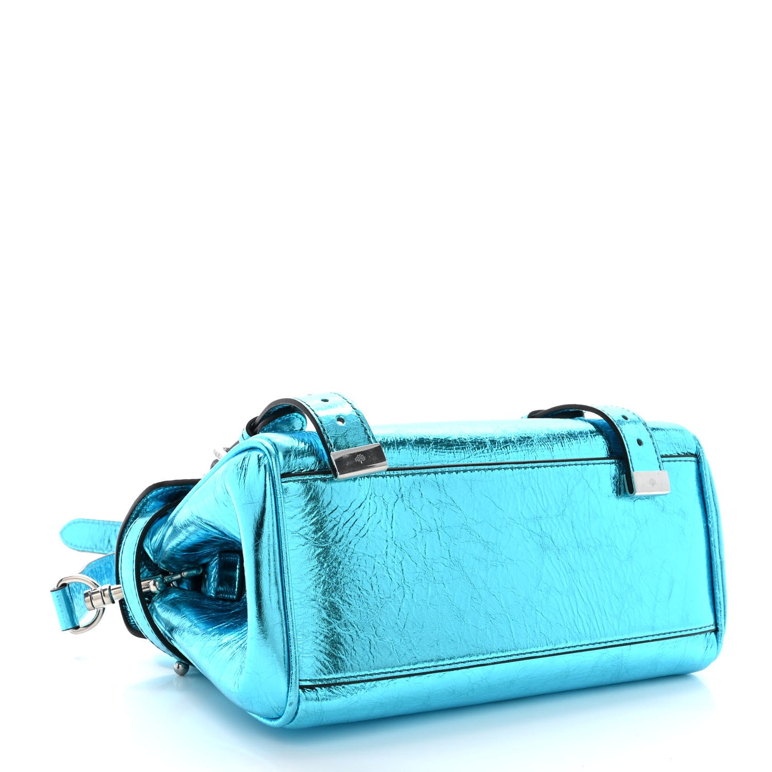 Mulberry Metallic Crinkled Calfskin Mini Alexa Portobello Blue