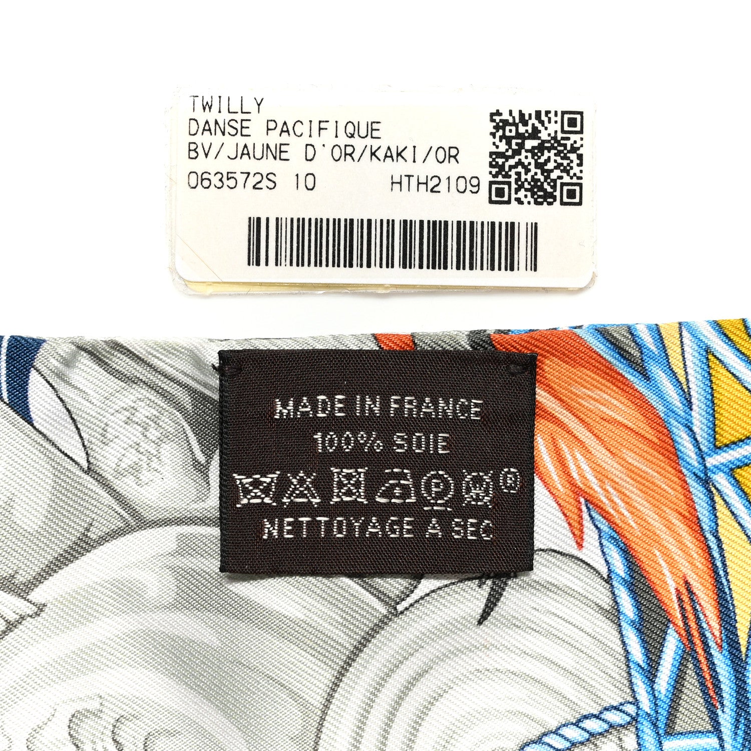 Hermes Silk La Danse Pacifique Twilly Jaune D'Or Kaki Orange 3 of 7