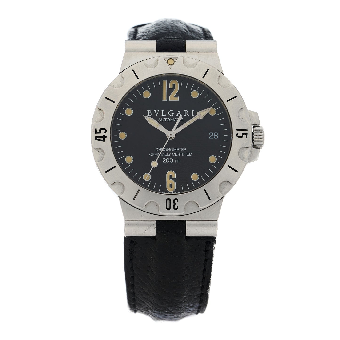 Stainless Steel Calfskin 38mm Diagono Scuba Automatic Watch Black