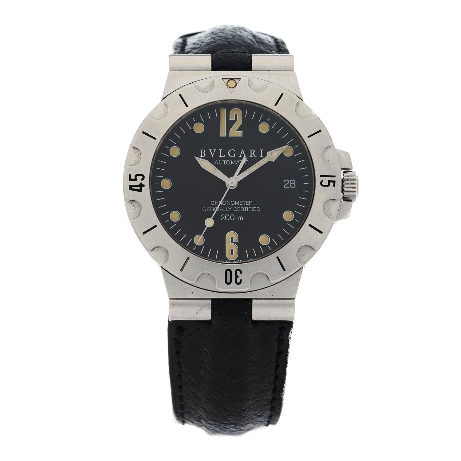 Bulgari Stainless Steel Calfskin 38mm Diagono Scuba Automatic Watch Black 1 of 4