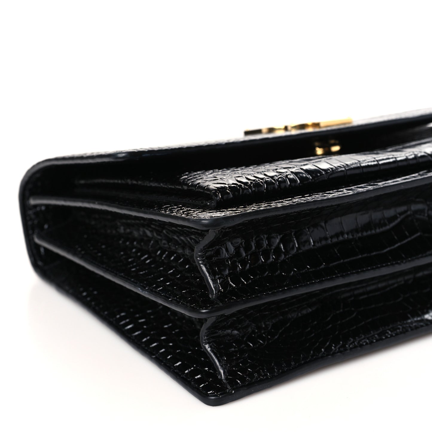 Calfskin Crocodile Embossed Large Monogram Sunset Black