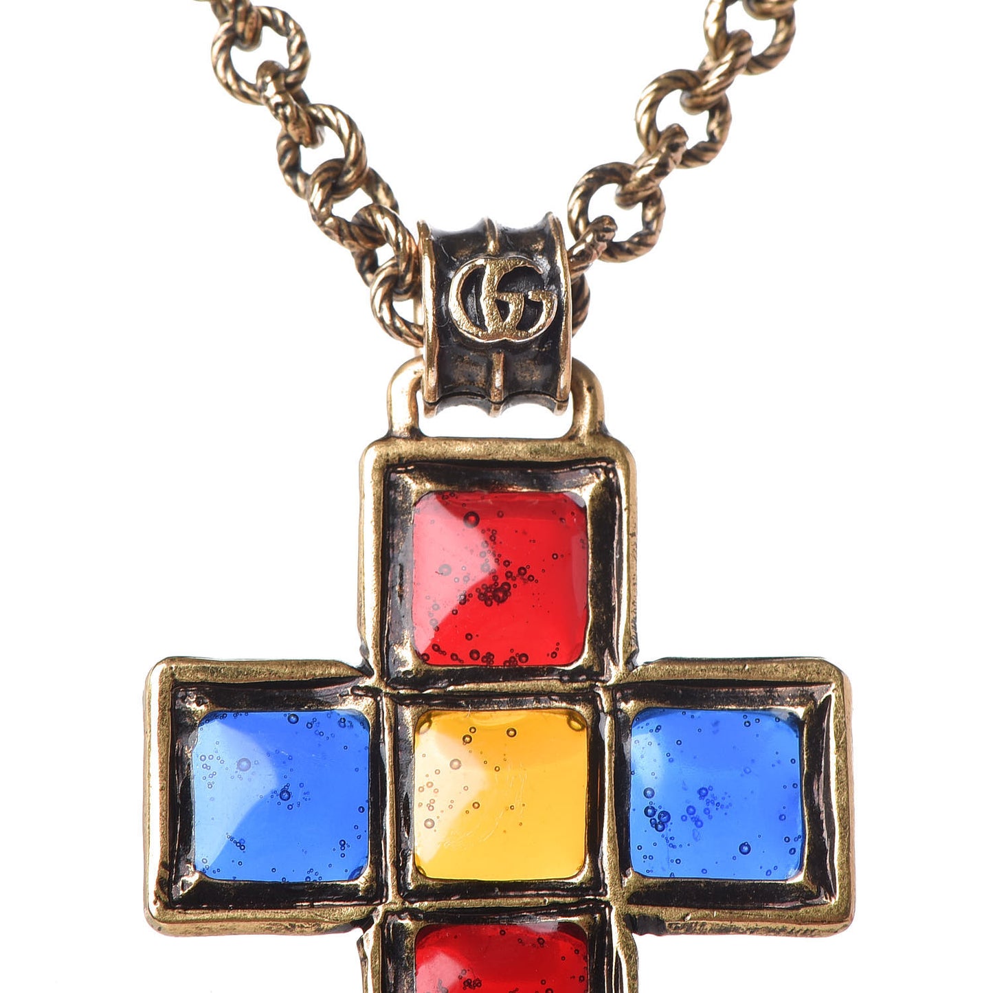 Metal Enamel Cross Necklace Multicolor