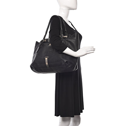 Fendi Calfskin Romano Selleria Large Villa Borghese Tote Black 2 of 10