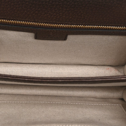 Gucci Monogram Jumbo GG Textured Dollar Calfskin Web Small Ophidia Padlock Top Handle Bag Camel Ebony New Acero 5 of 11