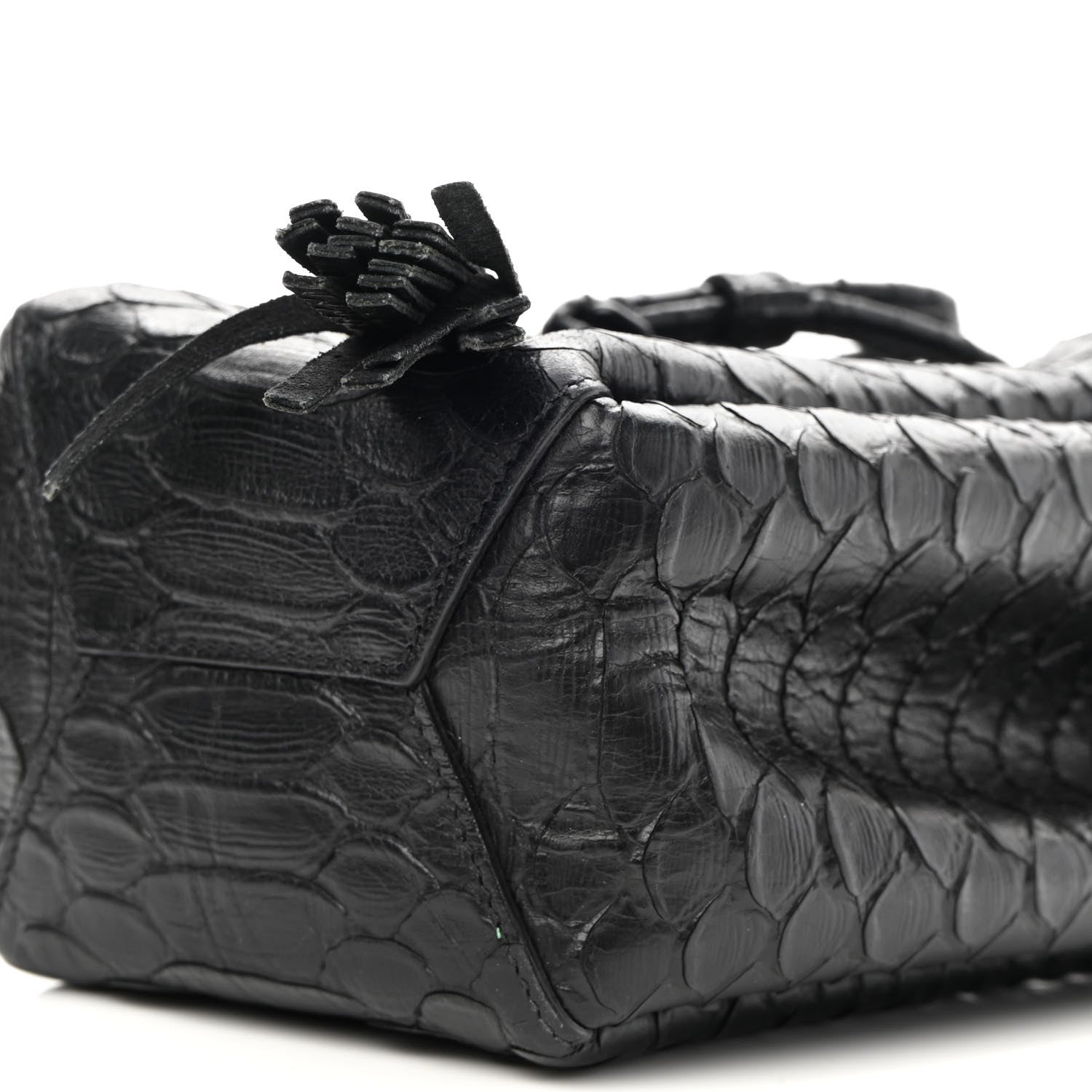 Saint Laurent Calfskin Python Embossed Mini Monogram Bucket Crossbody Bag Black 9 of 9